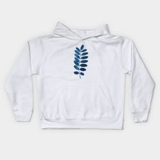 Navy Blue Fern Leaf Kids Hoodie